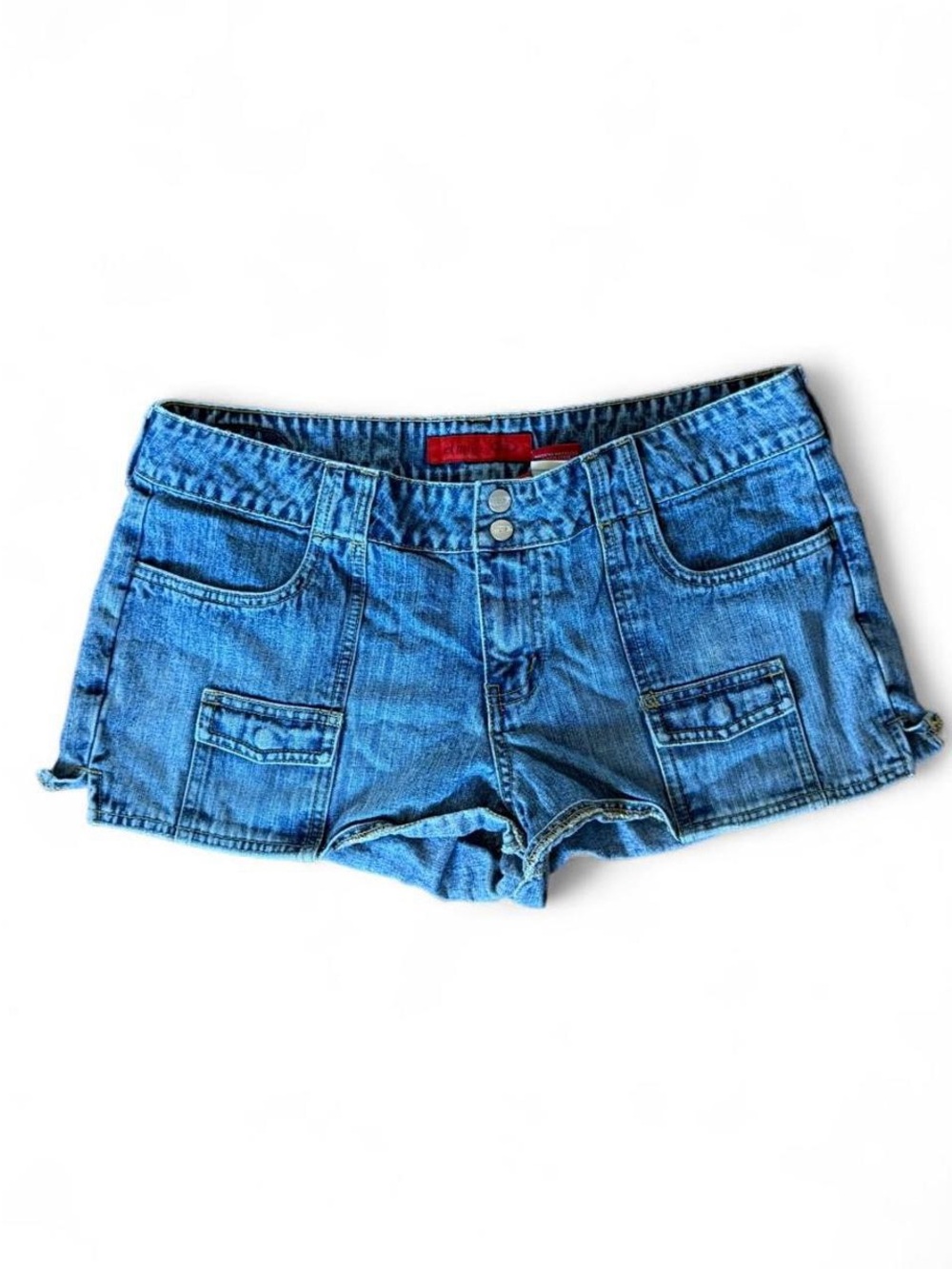 Bongo Y2K Denim Cargo Microshorts Blue Large